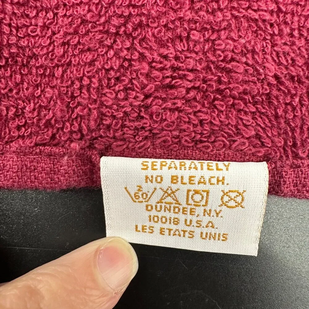 Vintage Burgundy Bath Hand Towel Set Paisley Lace Bow Trim Maroon Red Dundee USA - Picture 8 of 9